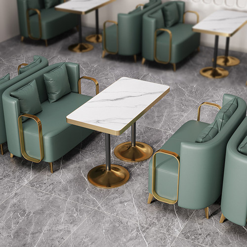 咖啡西餐厅甜品店商用双人轻奢接待洽谈清吧酒吧卡座沙发桌椅组合