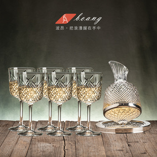 欧式 M水晶玻璃氛围感高脚杯 刻花红酒杯套装 家用创意葡萄酒具个性