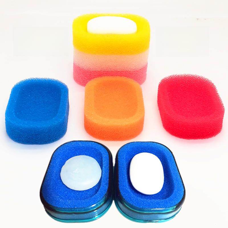 海绵肥皂盒香皂托清洁刷洗海绵创意海绵浴室香皂盒沥水人造丝瓜瓤