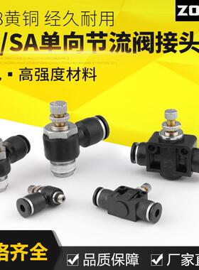 黑色气管接头调速气动单向管道气缸节流阀SA/SL4-M5/6-01/8-02/03