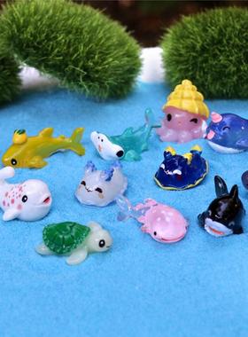 迷你仿真海洋生物小鲸鱼海龟章鱼公仔微景观水族鱼缸造景装饰摆件