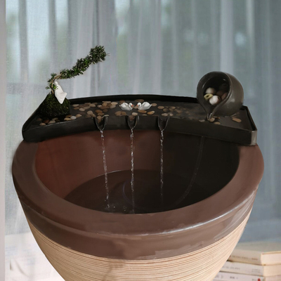 陶瓷鱼缸过滤器i流水循环摆件不含盆配件水池假山瀑布景观大型造