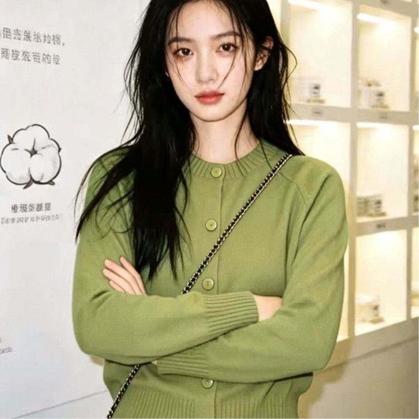 100%全棉不起球密实精梳百搭长袖圆领针织开衫春秋款宽松毛衣外套