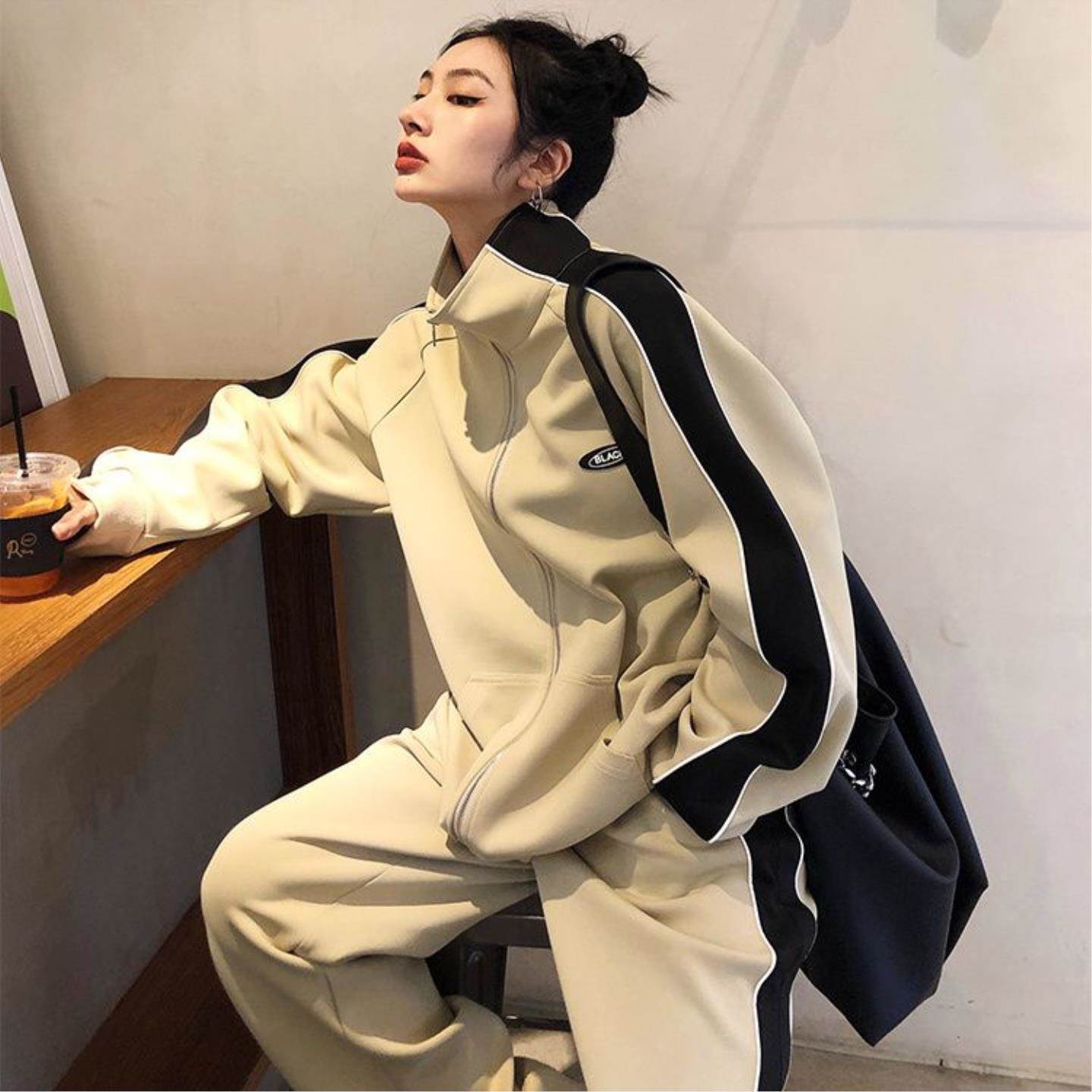 运动服套装女秋冬季慵懒风卫衣卫裤秋装搭配一整套时尚休闲两件套