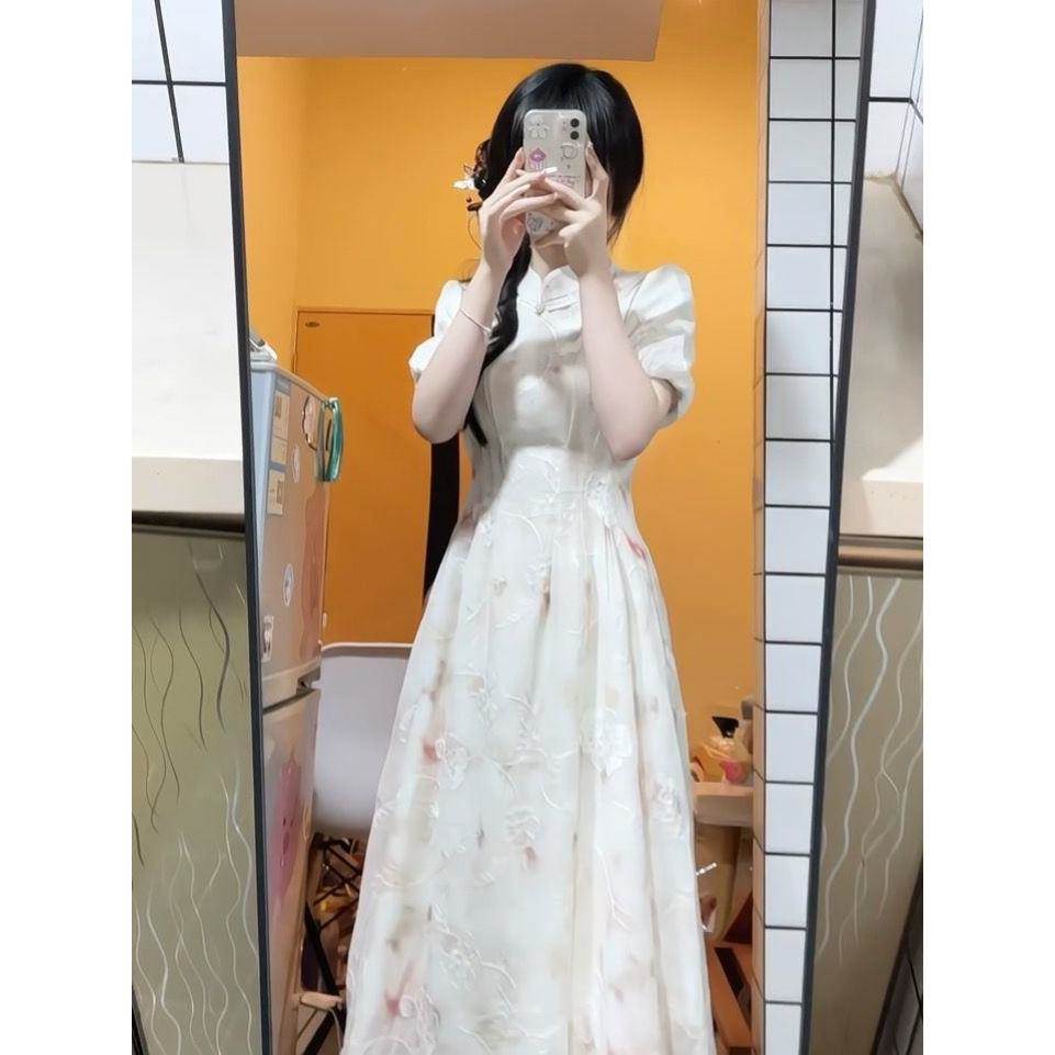 新中式改良旗袍连衣裙女夏季气质温柔风收腰仙女裙国风超好看裙子