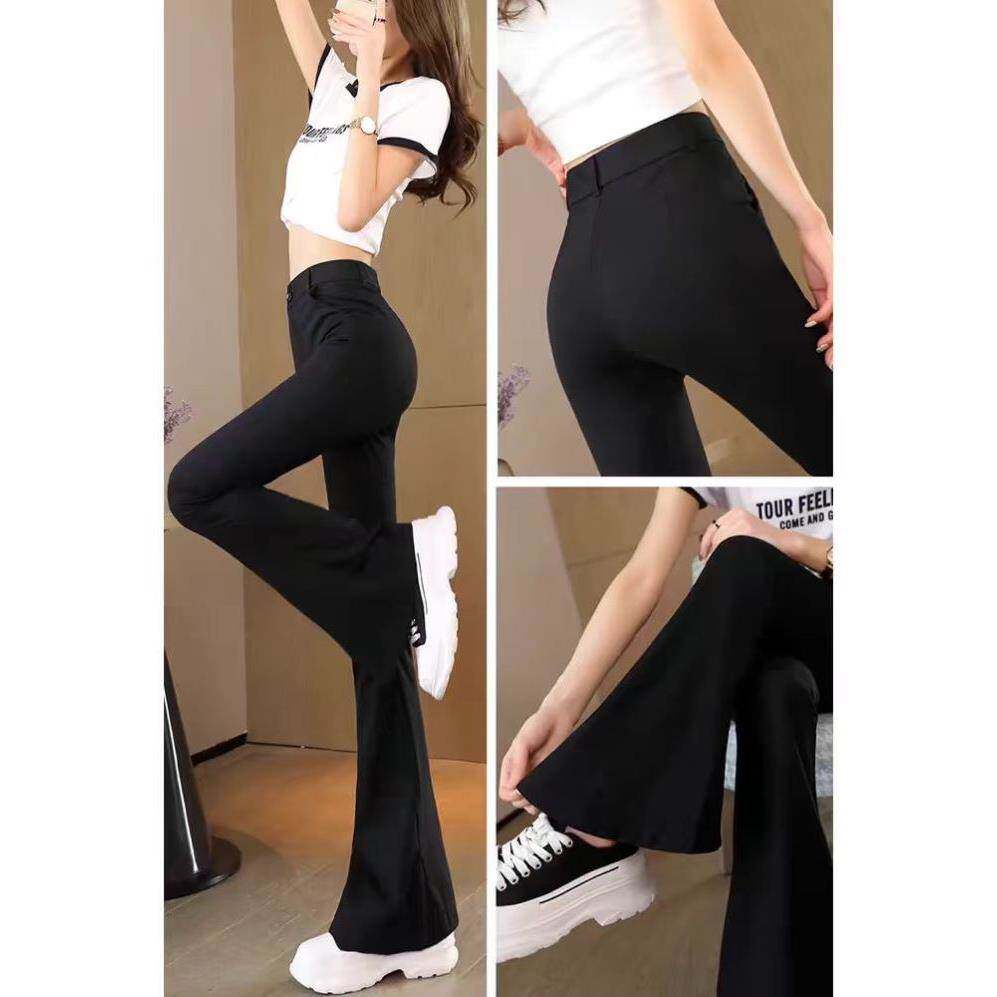 冰丝黑色喇叭裤女夏季薄款2026新款显瘦马蹄高腰垂感西装微喇裤子