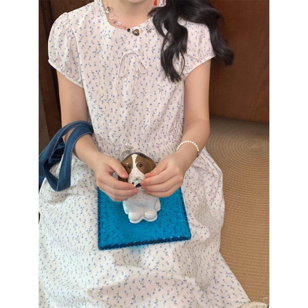 2026春夏季小碎花抽绳连衣裙女甜美小清新森女学院风气质超仙裙子