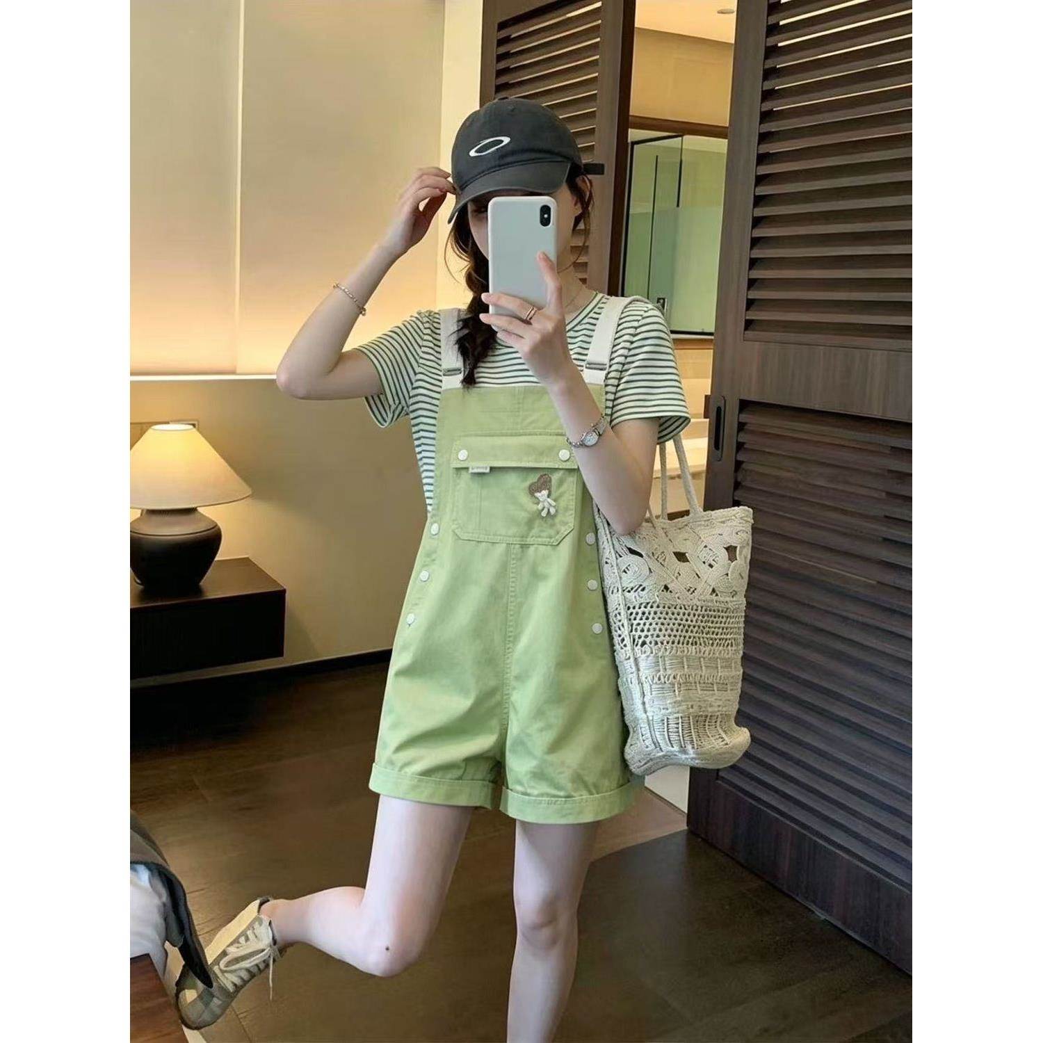 时尚休闲背带裤套装女夏季2026新款显瘦洋气减龄短裤高级感两件套图片