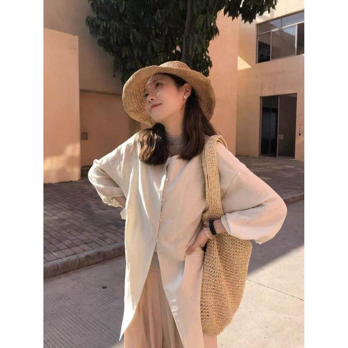 粉色阔腿裤宽松九分女夏新中式禅意穿搭休闲小个子度假