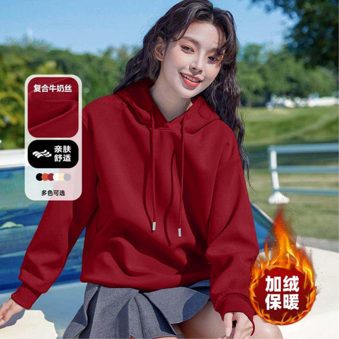 今年流行新款卡通狗狗连帽卫衣印花好看大码秋冬宽松加绒休闲外套
