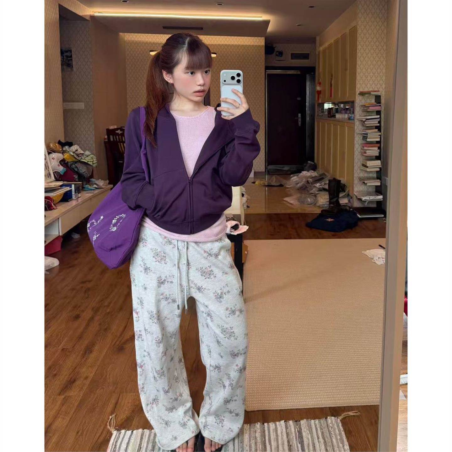 重磅通勤韩系连帽卫衣女款春春季修身显瘦小个子短款拉链开衫外套图片