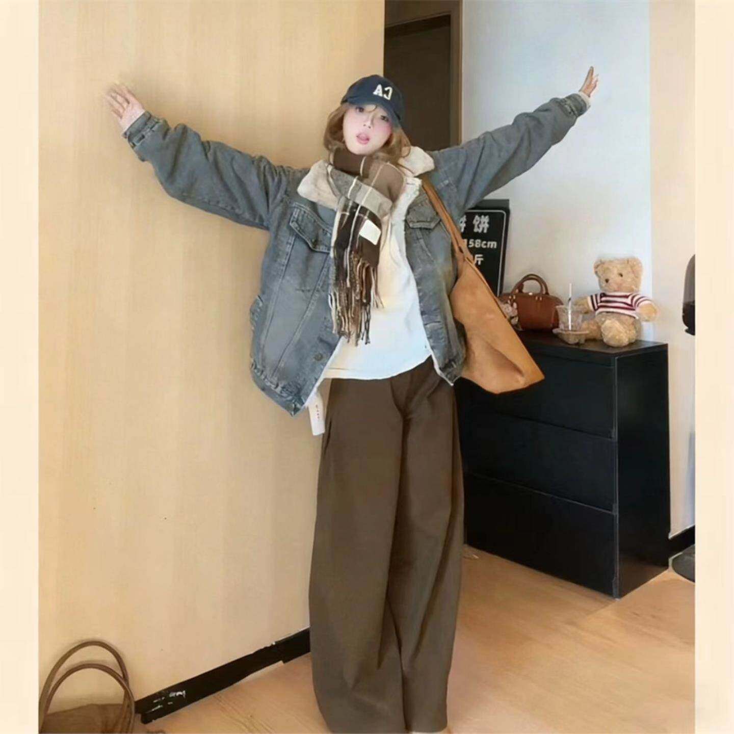 加绒加厚牛仔棉服外套冬装新款2026冬季韩版宽松棉衣休闲夹克上衣