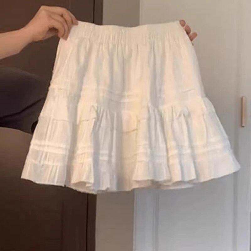 白色蛋糕裙半身裙女春夏大码裙子防走光高腰显瘦字短裙子蓬蓬裙