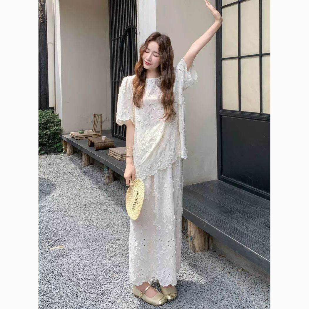 加大码韩系慵懒风两件套夏季胖妹妹2-300斤宽松休闲甜美套装