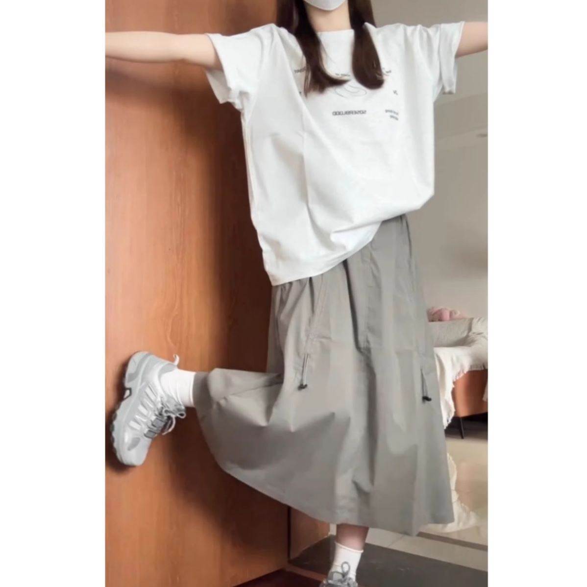 休闲运动服套装女夏学生韩系宽松甜酷清纯半身裙学院风时尚两件套