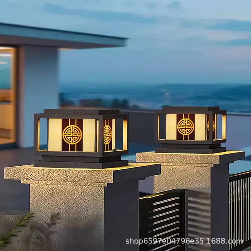太阳能柱头灯户外防水轻奢景观灯庭院围墙柱灯别墅大门两侧柱子灯