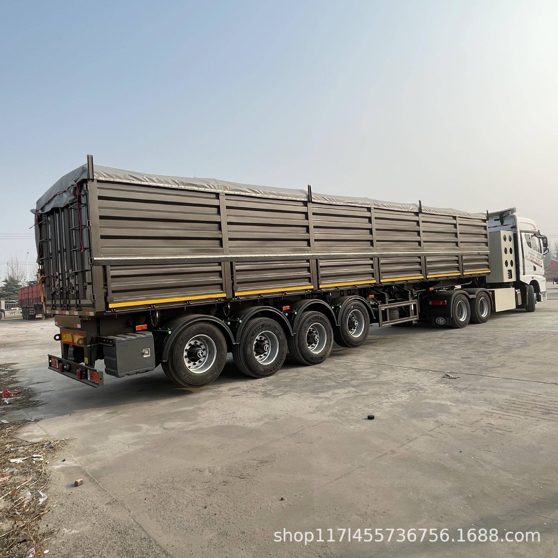 自卸半挂车厢式侧翻半挂车散装物料粮食运输跨境侧翻自卸卡车