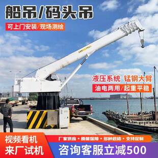 头船用吊车起重机固定式 船吊码 液压吊机伸缩吊臂渔船克令吊船