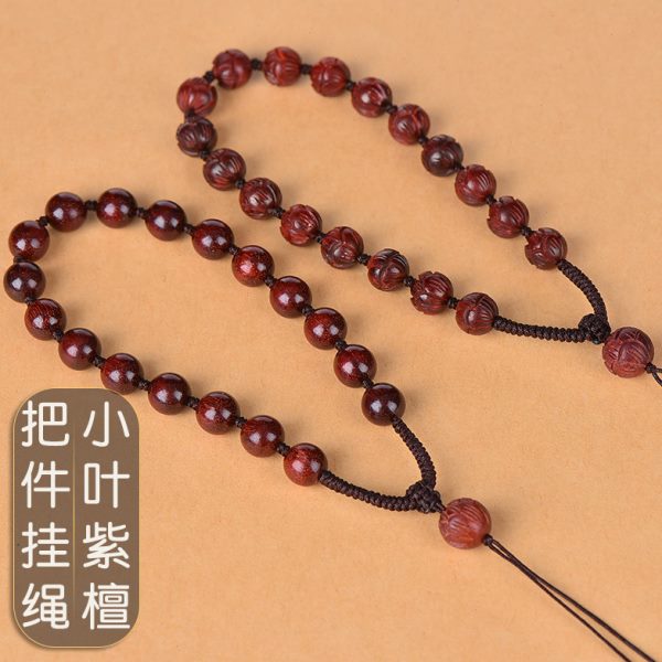 手工文玩玉石手把件挂绳高端手玩高级高档紫檀把玩件编织绳子男士