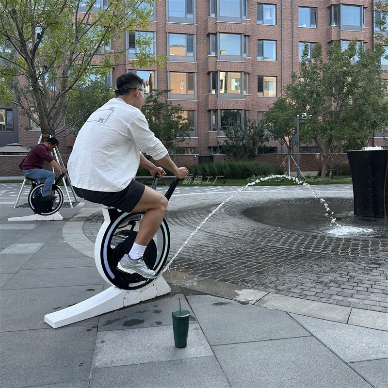 户外游乐设备脚踏不锈钢发电自行车网E红打卡风景区专案引流单车
