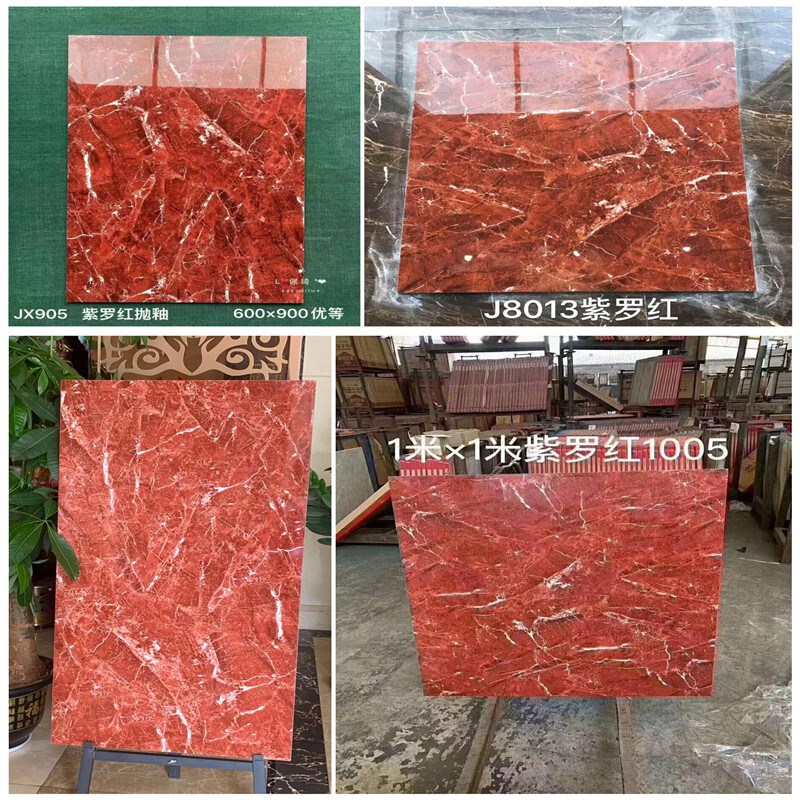 紫罗红瓷砖800x800客厅全抛釉600x600地砖1米1米门槛Z石背景墙