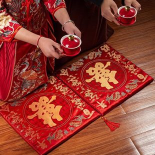 结婚新娘坐垫拜天地喜垫改口磕头红色垫子敬茶跪垫备婚用品垫大全