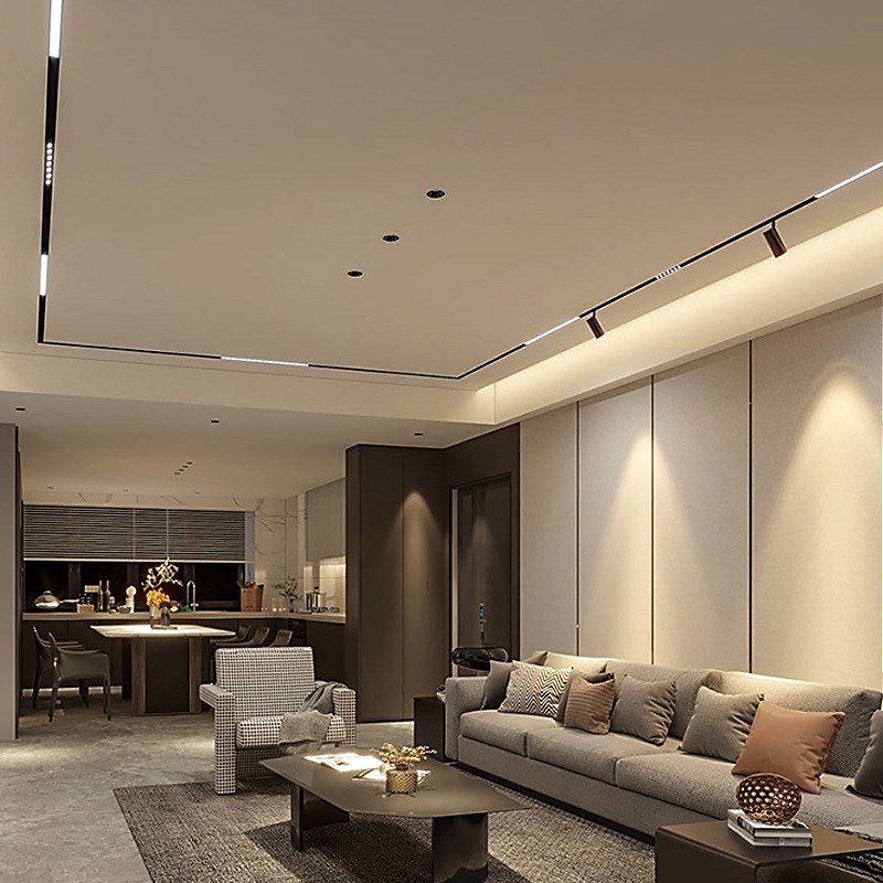 超薄磁吸轨道灯客厅卧室过道明装磁吸轨道条家用商用泛光灯轨道灯