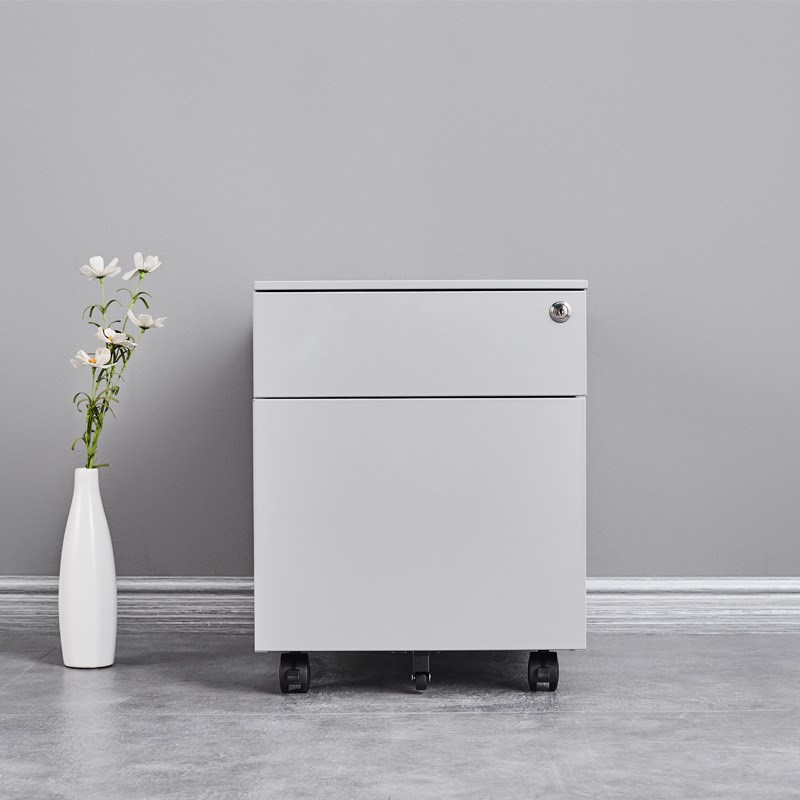 桌下收纳柜三抽屉文件柜带锁活动柜钢制移动矮柜办公室储物小柜子