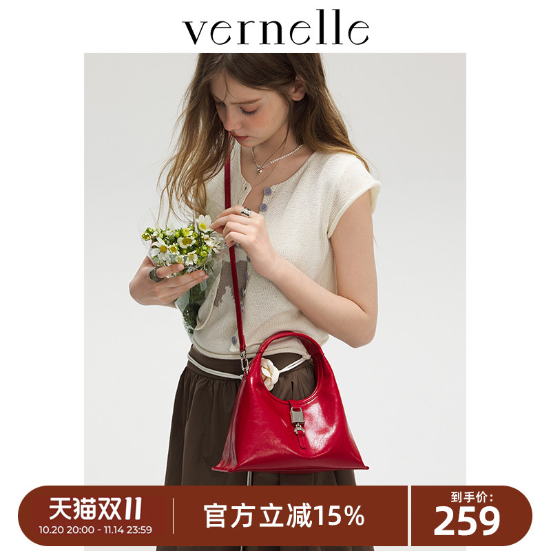 vernelle原创三角hobo包手拎包可斜挎小众通勤真皮女包
