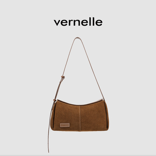 vernelle原创设计麂皮饭盒包可斜挎单肩腋下小方包真皮女包