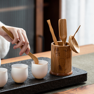 茶道六君子竹制套装 组合中式 功夫茶具零配件6件家用竹子茶夹新款
