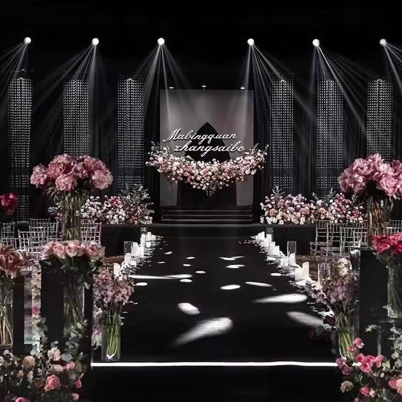 婚礼水晶珠帘隔断菠萝珠水晶柱组合铁艺架子道具婚庆舞台背景装饰