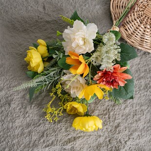 墙挂雅美橘色手札仿真花家居装饰设计婚庆手捧花束墙饰CF01462