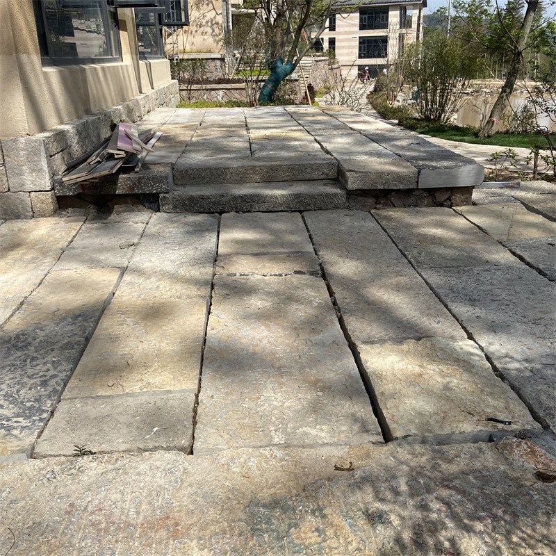 老石板旧石条踏步石台阶石青石板庭院老石条铺路工程仿古做旧石板