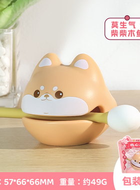 小木鱼情绪稳定解压桌面小摆件暴富发财猫K木鱼治愈生日小礼物耶