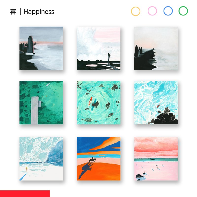 liliwood小尺寸装饰画风y景水彩迷你小挂画迷你正方形小型无框画