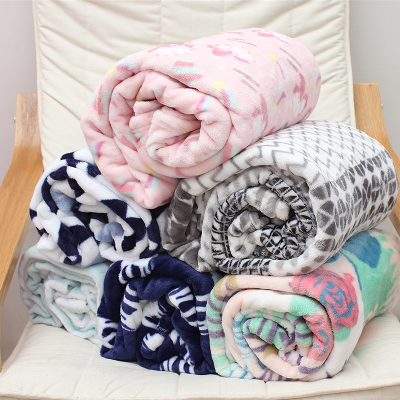 出口美国a田园卡通珊瑚绒空调毯午睡沙发毯子法兰绒毛毯学生夏季