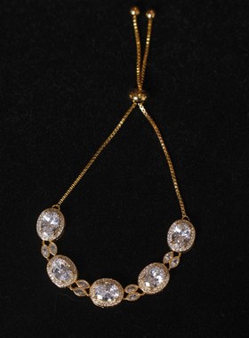 阿尔忒弥斯复古精致轻v奢微镶法式高级感锆石抽拉可调节手链