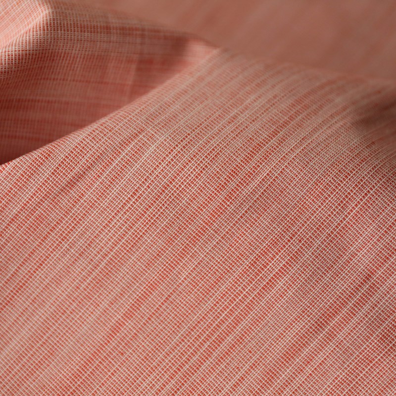 德国进口薄素色l橙红色和白色交织伊摩细纺麻棉混纺织物