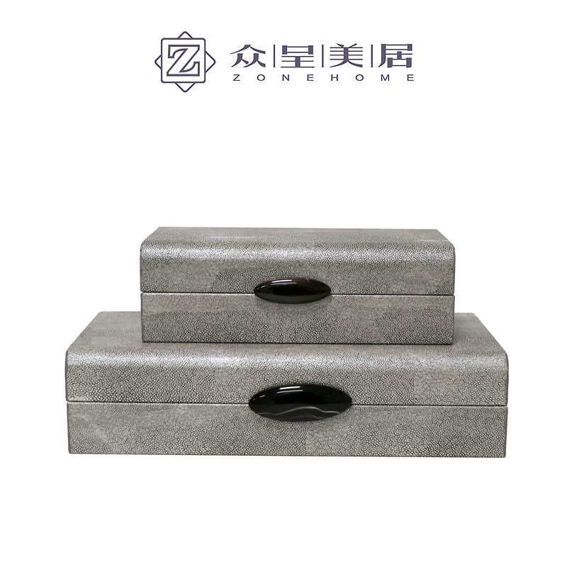 样板房现代简约卧室n床头柜梳妆台皮质首饰盒装饰储物盒摆件装饰