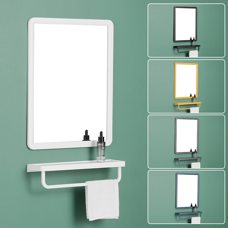 浴室镜子卫生间厕所免打孔贴墙自A粘壁挂式化妆镜方形玻璃镜挂墙