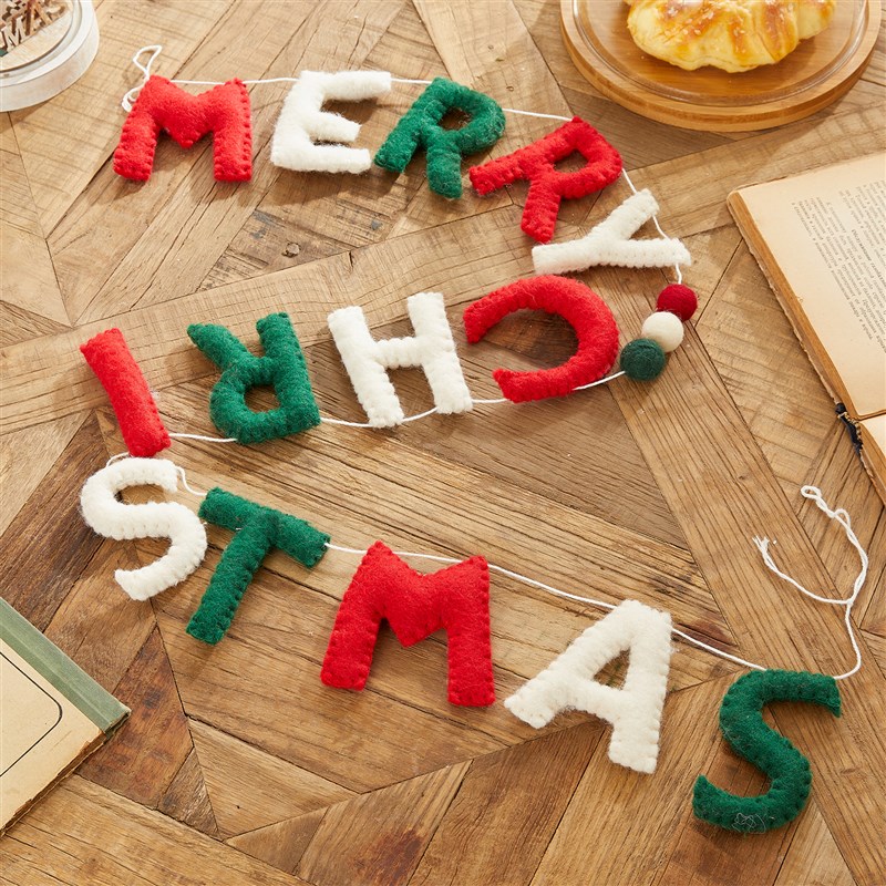 定制款圣诞羊毛毡字母串挂件圣诞氛围场景布置挂饰U圣诞树上装饰