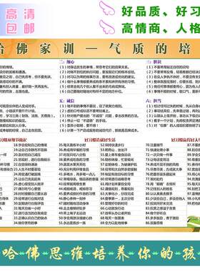 家庭励志经典哈佛家训朱子家风家规治家格言父母规夫妻规挂图墙贴