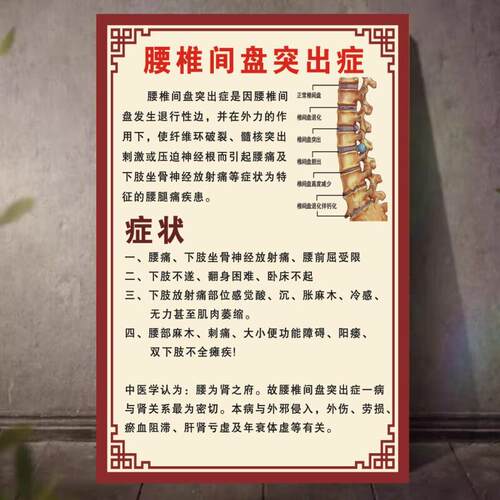 腰椎盘突出症状海报宣传画养生海报美容养生馆中医理疗调理海报