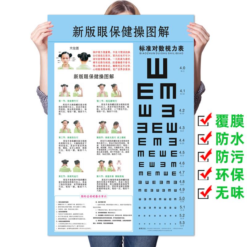标准对数视力表儿童测试挂图小学生正确坐姿眼睛保健操图远视表图