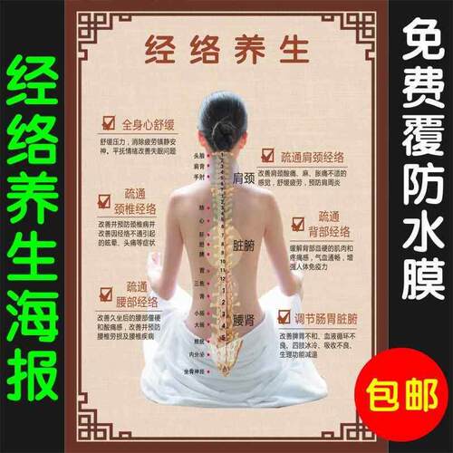 美容院中医养生会所经络养生作用功效广告海报宣传画kt板订制包邮