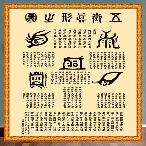 五岳真形图周易易经国学馆中医馆玄关客厅书房装饰画