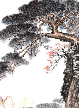 21装饰画 贴图海报 松树贴画水墨画防水壁纸支持定做卧室客厅贴图