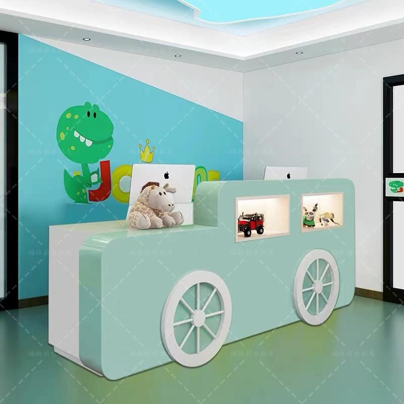 早教培训中心吧台幼儿园烤漆前台接待台教育机构学校Y咨询柜台定