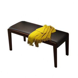 北欧 餐椅实木长凳长椅整装凳子餐厅pu现代简约 皮质双人板凳